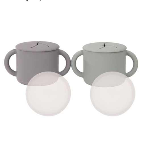 WeeSprout Snack Containers, Food Grade Silicone Cups, Spill-Proof Tops For Toddlers and Babies, Premium Hard Plastic Travel Lids, Dishwasher Safe, Set of 2 Snack Catchers