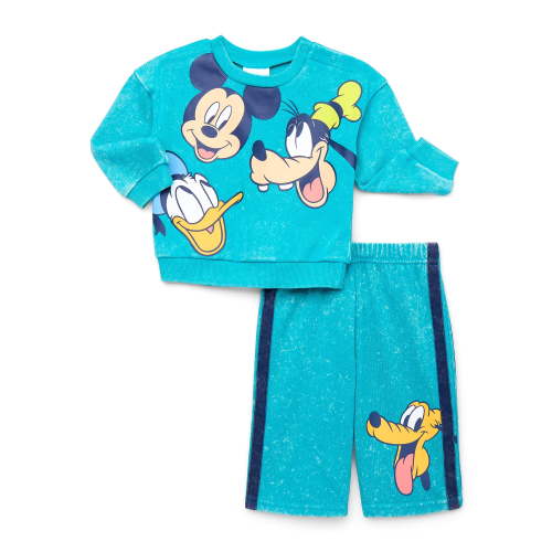 Mickey and Friends Baby Long Sleeve Graphic Crewneck Tee with Matching Pants, 2-Piece, Sizes 0/3M-24M