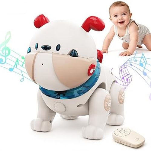 Baby Toys for 6-12 Months: Musical Crawling Dog Toy with Dancing, Recording & Lights, First Birthday Gift for Boys & Girls, Tummy Time Sensory Toy for Toddlers 1-3