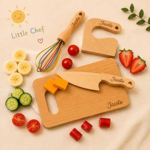 Montessori gift for Kids, Safe Toys for  Wooden Knife Set Personalized