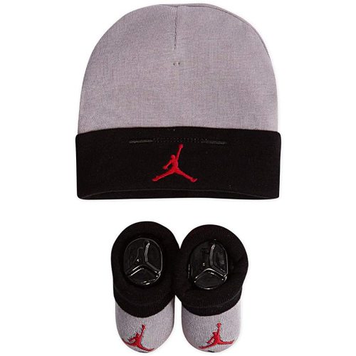 Nike Jordan Infant Baby Hat and Booties Set (Black(LJ0102-K41)/Red, 0-6 Months)