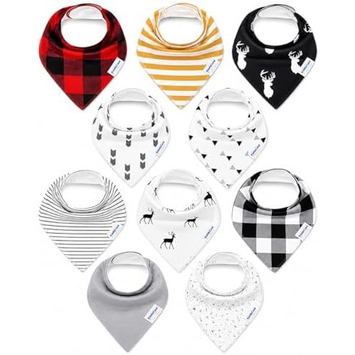 Baby Bibs | Multi-Pack Organic Cotton Bandana Drool Bibs, Soft Absorbent Adjustable Bibs for Boys & Girls