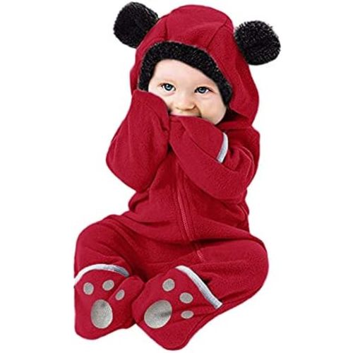 Fleece Baby Bunting Bodysuit Infant One Piece Kids Hooded Romper Outerwear Toddler Jacket