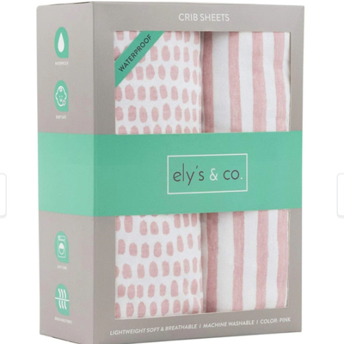 Ely's & Co. Baby Waterproof Crib Sheet Set - 2 Pack 28"x 52"