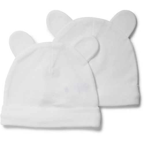 Dymples Baby Rib Beanie 2 Pack - White - Size 000-00