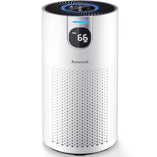 Air Purifiers for Home Large Room Covers up to 1800Ft², VisionAir 20dB Sleep Mode for Bedroom, with Real-Time AQI & PM2.5 Display, 360°Intake&Outlet Air Cleaner Pet-Friendly HEPA,HAP606,Bright White