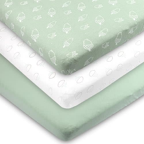 Bublo Baby 100% Organic Cotton 3 Pack and Play Sheets Fitted 38x24 – Soft Breathable Mini Crib Mattress Sheets for Baby, Portable Crib Sheets for Playpen or Travel Crib