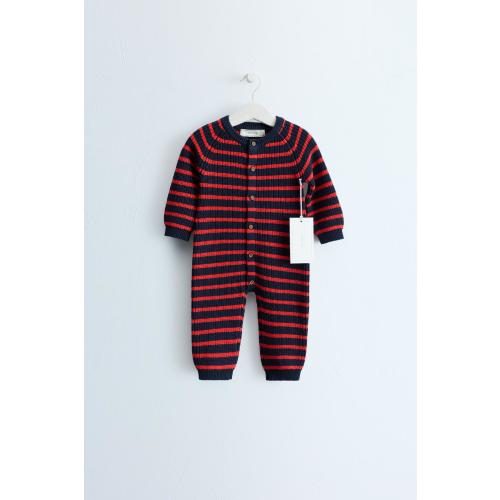 ZARA TIMELESS - STRIPED COTTON AND WOOL BLEND JUMPSUIT - Red / Navy | ZARA United States