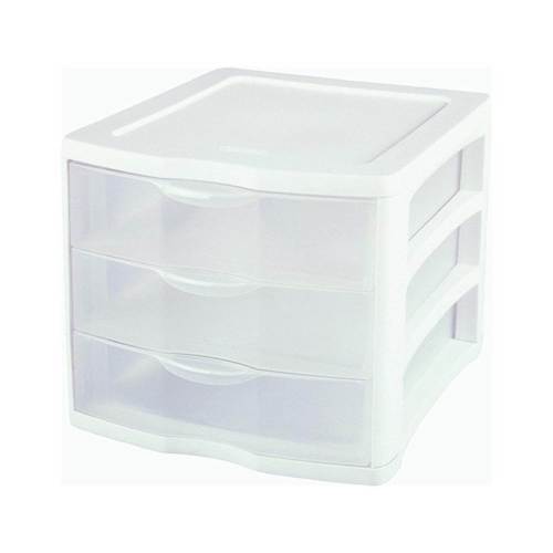 Sterilite 3 Drawer Unit Plastic, White