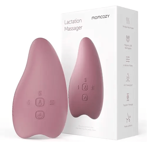 Momcozy Warming Lactation Massager 2-in-1, Soft Breast Massager for Breastfeeding, Heat + Vibration Adjustable for Clogged Ducts, Improve Milk Flow, Engorgement