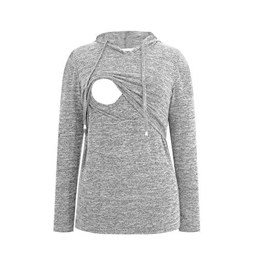 Smallshow Women's Nursing Tops Long Sleeve Breastfeeding Hoodie | Breastfeeding Shirts,Autumn,discreet access