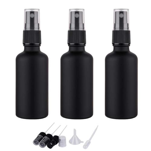 2oz Small Glass Essential Oils Spray Bottles, Fine Mist Frosted Black Spray Bottles (Set Of 3)