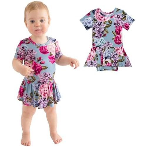 Posh Peanut Baby & Little Girls Dresses for Summer - Twirl Bodysuit Dresses for Girls Made of Soft Viscose from Bamboo