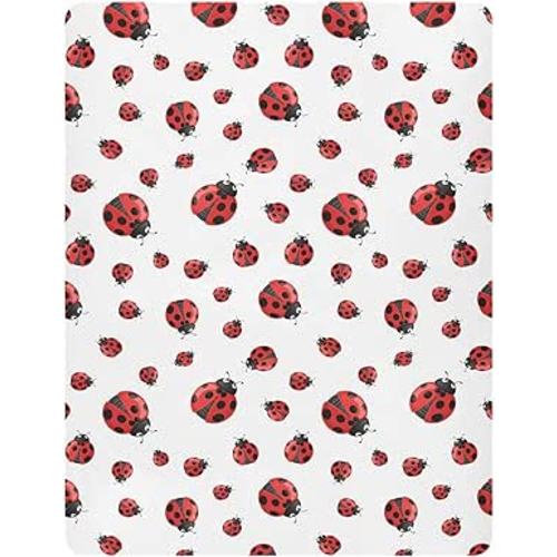 Pfrewn Crib Sheets for Boys Girls Red Ladybug Fitted Crib Sheet Fits Standard Crib Mattress Pads Stretch Soft Toddler Baby Sheet,52x28IN