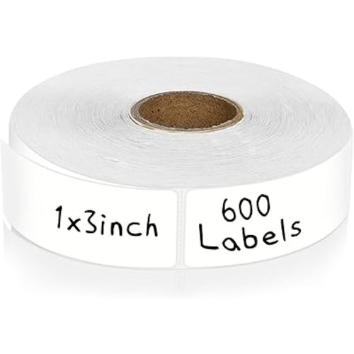 CATIFLIN 600 Blank Removable Freezer Label Stickers, 1”x3” Waterproof Adhesive Paper Tags with Perforation, Easy to Write & Peel for Food Jars, Bottles, Containers, Refrigerator, Storage