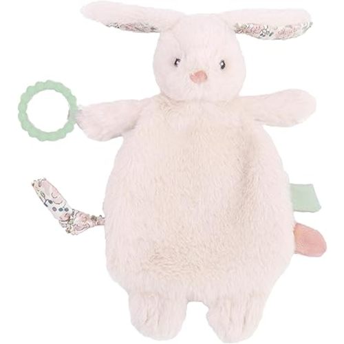 MON AMI Rosie Bunny Security Blanket with Silicone Teether | 12-Inch Plush Lovey for Babies | Soothing Sensory Snuggle Toy | Perfect Newborn Essential for Birthdays & Baby Showers