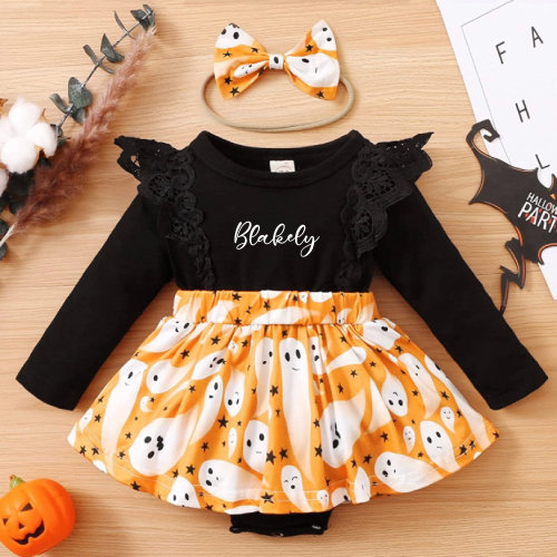 Baby Girl First Halloween Outfit, Ghost Halloween Costume for Newborn, Personalized First Halloween Romper, Our Boo is One, Boo I’m Two
