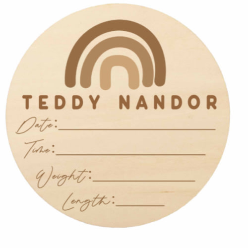 Personalized Baby Name Wood Announcement | Birth Stats Rainbow