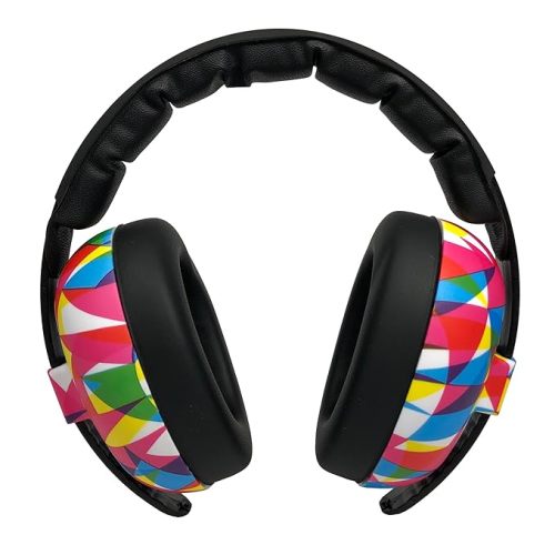 BANZ Baby Earmuffs – Noise Cancelling Headphones for Infant & Toddler Hearing Protection, Baby Ear Muffs Noise Protection, ANSI Certified, Ages 0–2 Years, Adjustable - Geo Print