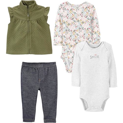 Simple Joys by Carter's Baby Girls' 4-Piece Short-Sleeve Shirts and Pants Playwear Set