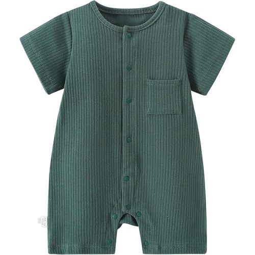 AIWUHE Unisex Baby Cotton Romper Boys Short Sleeve One-Piece Jumpsuit Girls Snap-up Bodysuits Summer Clothes Outfits 3-18M