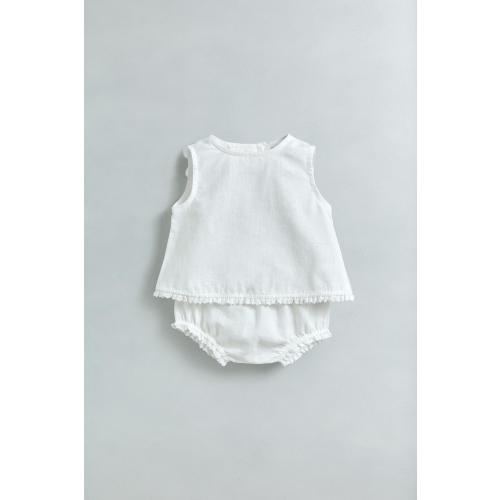 LINEN LACE SHIRT AND BLOOMERS SET - Oyster-white | ZARA United States