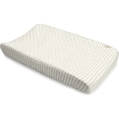 Crane Baby 100% Organic Cotton Change Pad Cover, Neutral Stripe Pattern for Boys, Girls, Unisex, Ultra-Soft GOTS Certified Cotton Cover, Perfect Registry Gift