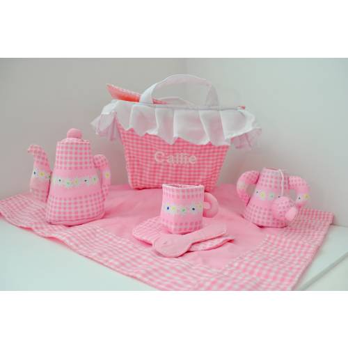 Personalized My First Tea Party Toy Set, Soft Plush Play Set for Toddlers and Children, Fabric Activity Gift, Cloth Pretend Play Toy