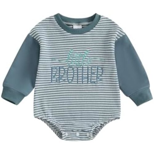 Little Big Sister Brother Matching Outfit Knit Embroidery Romper/Sweatshirt