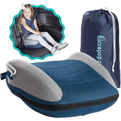 Hiccapop UberBoost Inflatable Booster Car Seat | Travel Booster Car Seat | Portable Booster Seat for Toddlers, Kids, Child (Navy/Gray)