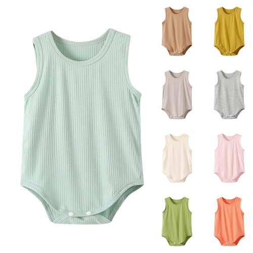 Summer Savings Clearance 2025 Bovxnpu Baby Girl Bodysuit, Infant Baby Cotton Bodysuits, Children's Solid Color Comfortable Jumpsuit Baby Summer Sleeveless Bag Fart Jacket 0 Month