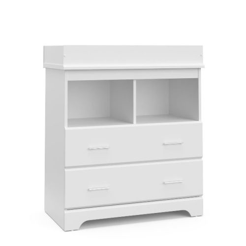 Storkcraft Brookside 2-Drawer Dresser with Changing Topper White