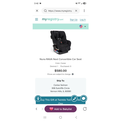 Nuna RAVA Next Convertible Car Seat