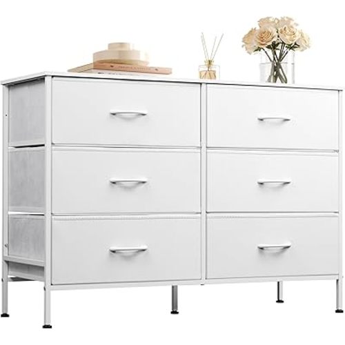 WLIVE Dresser for Bedroom with 6 Fabric Drawers, White