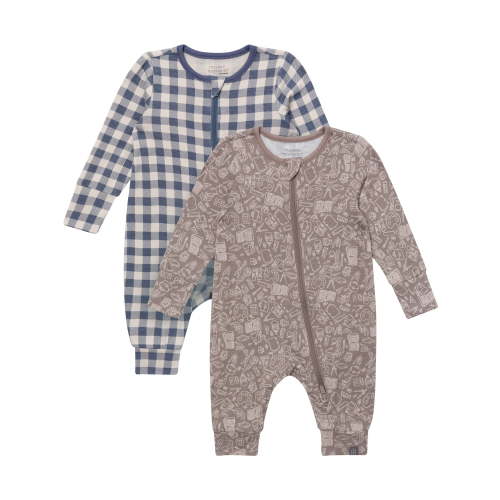 Modern Moments by Gerber Neutral Two-Way Zip Viscose Coverall, 2-Pack, Sizes Newborn - 24 Months
