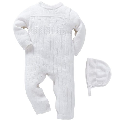 Booulfi Baby Boy's Christening Baptism Outfits Suit with Hat,Cross Detail