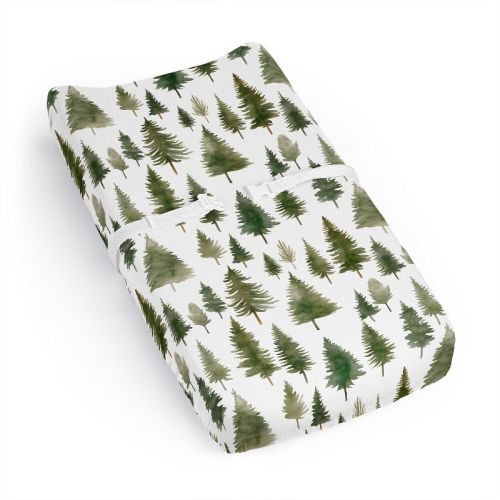 Sweet Jojo Designs Baby Boy, Girl, Unisex/Gender Neutral Changing Pad Sheet Woodland Pine Tree Green and White