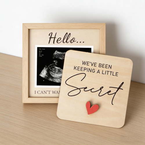 Ultrasound Photo Frame, Pregnancy Announcement Sign, Wooden Keepsake Box, for Baby Ultrasound Images, Memory Storage, Baby Shower Gift