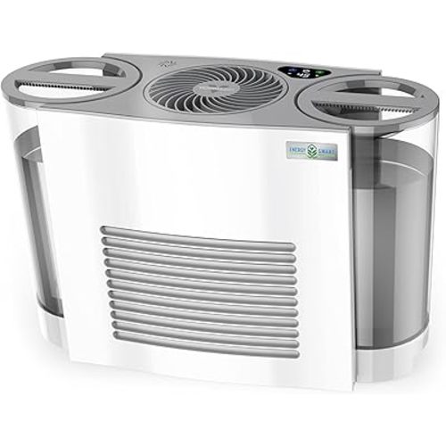 Vornado EVDC500 Energy Smart Evaporative Humidifier with 2 Gallon Dual Tank Capacity, LED Display, Automatic Shut-off, Electronic Humidistat, 4 Fan Speeds for Large Rooms up to 1000 sq ft