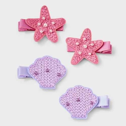 Girls' 4pk Crochet Clip Set with Starfish and Seashells - Cat & Jack™