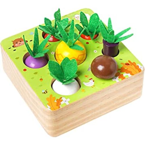 NAODONGLI Wooden Montessori Toys for 1 Year Old,Farm Harvest Game Toys with Vegetable Fruit,Shape Sorting Educational Toys Learning Fine Motor Skills, Gift for 1 2 3 Year Old Toddler Boys Girls