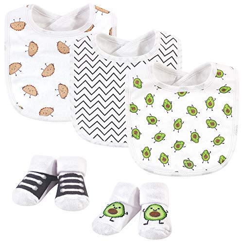 Hudson Baby Unisex BabyCotton Bib and Sock Set