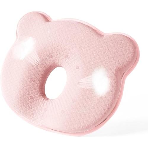 Memory Foam Baby Pillow for Newborn Flat Head Baby Pillow Machine-Washable Neck Support Prevent Flat Head 100% Cotton