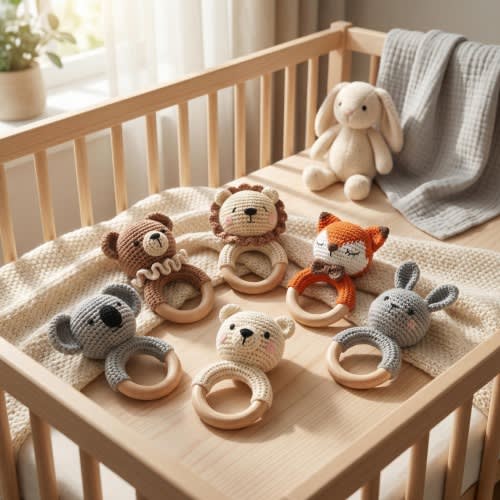 Personalized Baby Rattle, Handmade Newborn Toy, Custom Name Teether Rattle, Baby Shower Gift for Boys & Girls