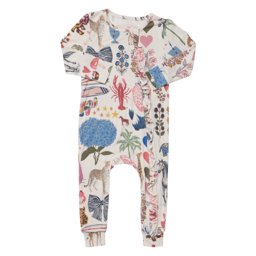 Baby Bamboo Ruffle Romper - 20 Years of PC White – Pink Chicken