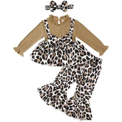 YOUNGER TREE Toddler Baby Girl Clothes Infant Fall Winter Outfits Long Sleeve Shirts and Ruffle Floral Pant Set