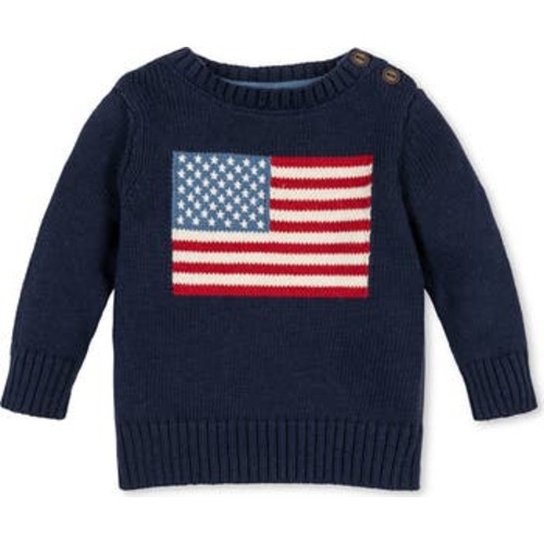 Organic Crew Neck Flag Sweater, 6M