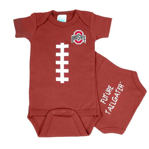 Ohio State Buckeyes Officially Licensed 100% Cotton Brown FT Baby Football Bodysuit