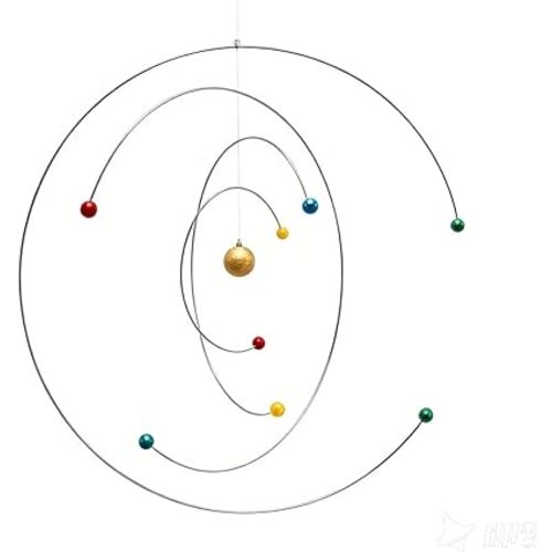 Solar System Hanging Mobile - Kinetic Art Decor with 8 Planets & Semi-Circular Iron Rings, Educational Astronomy Mobile for Bedroom, Classroom, Office, Garden & Living Room Gift