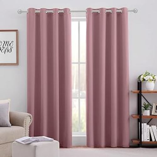 HOMEIDEAS Mauve Blackout Curtains for Bedroom 52 X 84 Inch Length 2 Panels Set Room Darkening Bedroom Curtains, Soundproof Thermal Grommet Window Curtains for Living Room